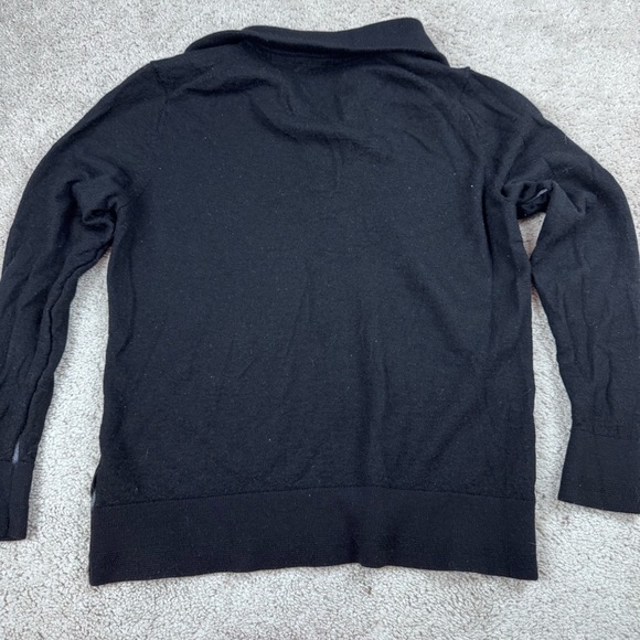 Ted Baker London Mens Black 100 Wool 1/4 Zip Sweater Skull Logo Size 4 - Picture 6 of 7